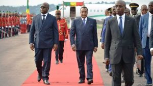 President Félix Tshisekedi and President Denis Sassou Nguesso at Brazzaville airport, 7 February 2019. Source: VOA/Arsène Séverin.